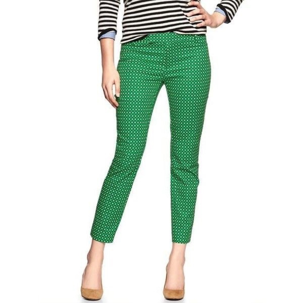 Gap Slim Cropped Green Geo Print Pants